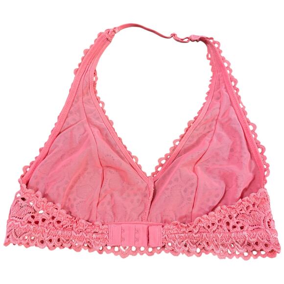 Aerie lace halter bralette in coral pink color - Small - Picture 3 of 8